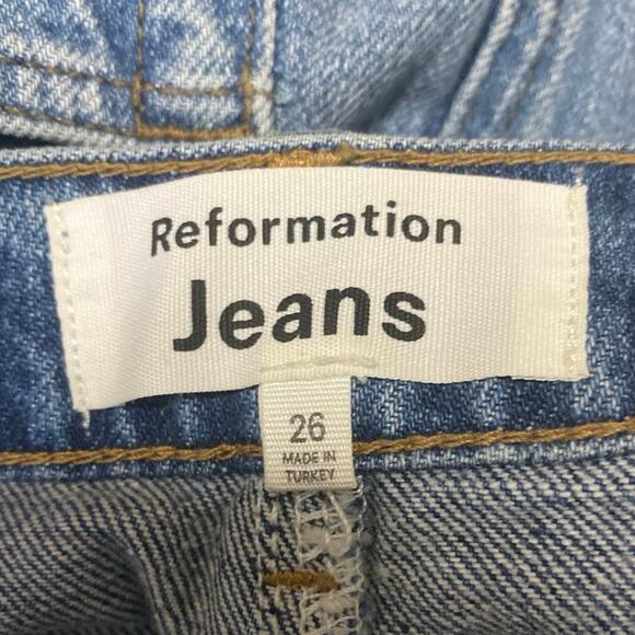 Reformation Tazz Women's Blue Medium Wash High Waisted Slit Maxi Denim Skirt 26 - Picture 4 of 5